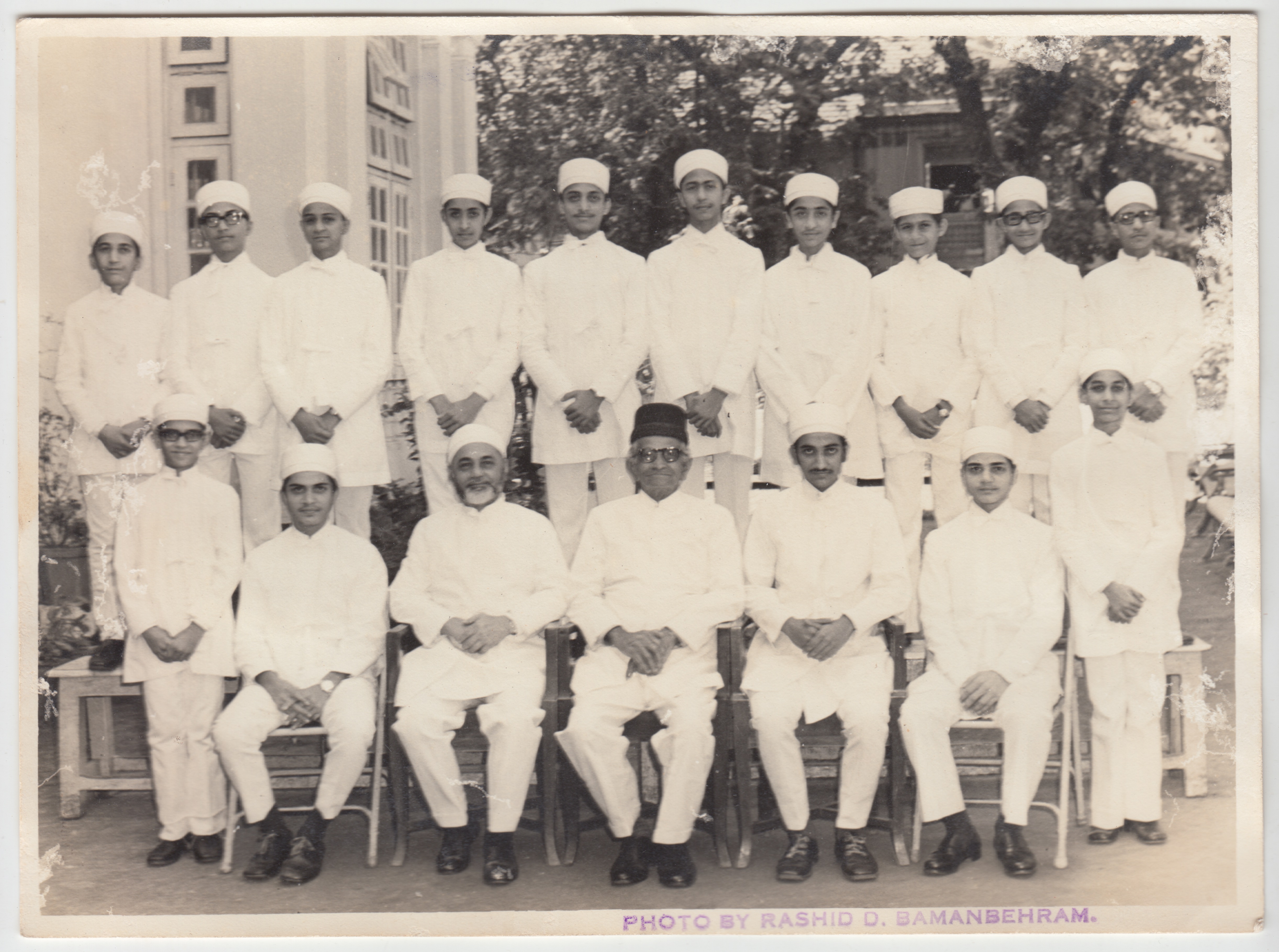 Group portrait of students and senior teachers, photograph by Rashid D. Bamanbehram